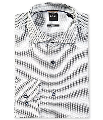 Hugo Boss Sharp Fit Spread Collar Printed Dobby Dress Shirt