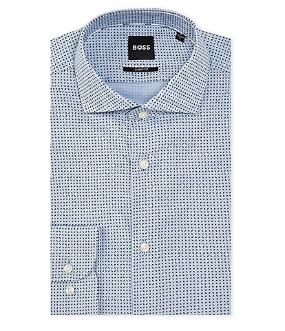Hugo Boss Sharp-Fit Stretch Spread Collar Printed Dress Shirt