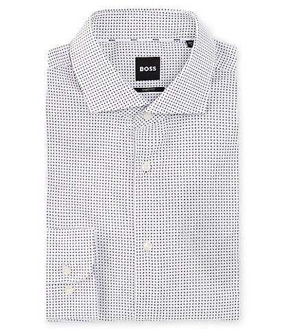 Hugo Boss Sharp Fit Stretch Spread Collar Printed Dress Shirt