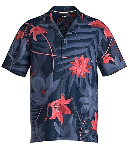 Hugo Boss Short Sleeve Floral Printed Beach Shirt