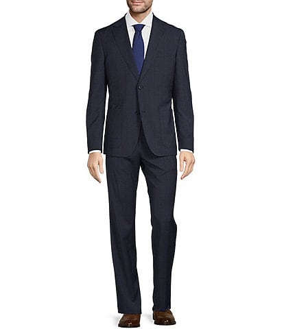 Hugo Boss Slim Fit Flat Front Glen Plaid Pattern 2-Piece Suit