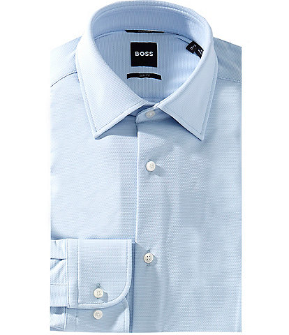 Hugo Boss Slim Fit Structure Spread Collar Micro Solid Dress Shirt