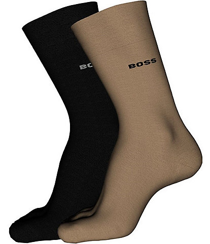Hugo Boss Solid Crew Dress Socks 2-Pack
