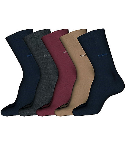 Hugo Boss Solid Knit Crew Socks Assorted 5-Pack