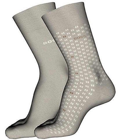 Hugo Boss Solid/Mini-Pattern Crew Dress Socks 2-Pack