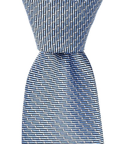 Hugo Boss Stripe Dot Patterned Jacquard Narrow Silk Tie