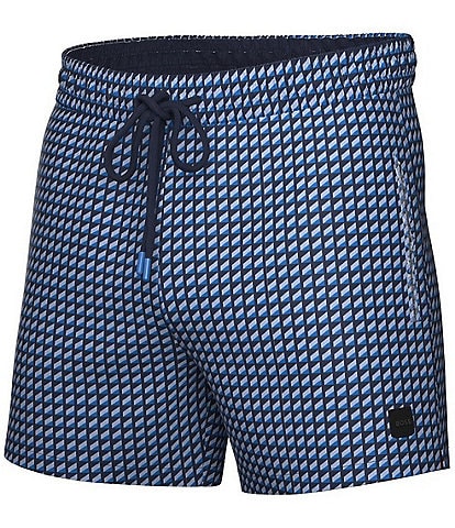 Hugo Boss Vibe Mini-Pattern Print 5" Inseam Swim Trunks