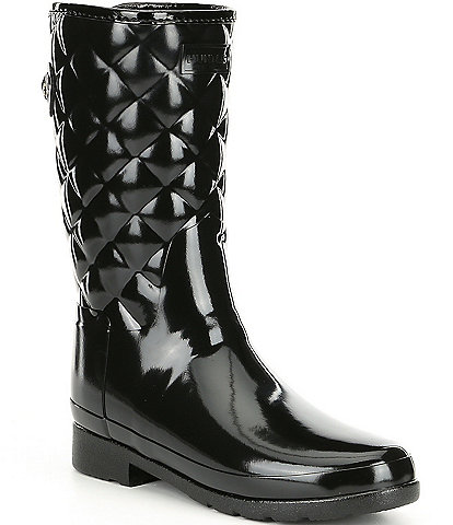 Hunter Refined Gloss Quilted Short Waterproof Boots