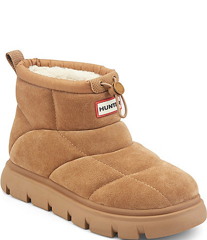 Hunter Women's Mist Waterproof Quilted Suede Mini Booties