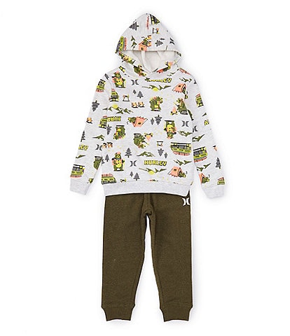 Hurley Little Boys 2T-7 Long Sleeve Camping Bear Hooded Pullover And Jogger 2-Piece Set