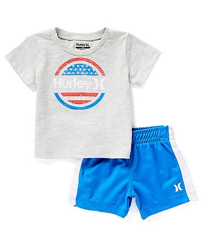 Hurley Baby Boys 12-24 Months Short Sleeve Jersey Top And Mesh Shorts Set
