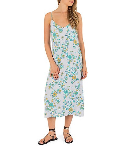 Hurley Beverly Floral Printed Sleeveless Midi Shift Dress