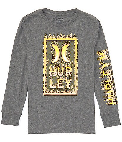 Hurley Big Boys 8-20 Long Sleeve Flame Stack T-Shirt