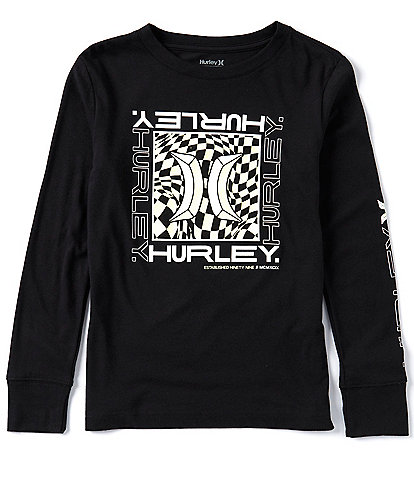 Hurley Big Boys 8-20 Long Sleeve Check Box Graphic T-shirt