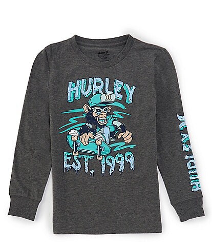 Hurley Big Boys 8-20 Long Sleeve Chimp Shredder Graphic T-Shirt