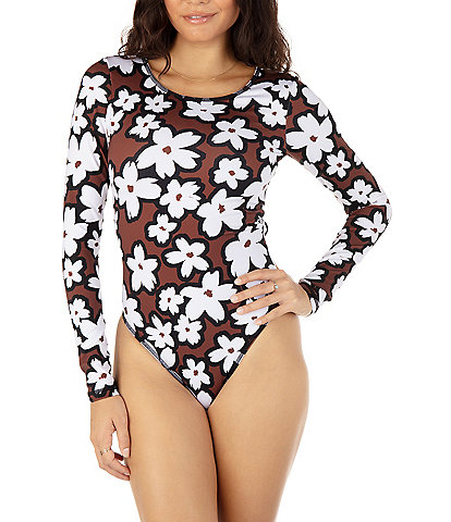 Hurley Bold Daisy Print Max Long Sleeve Moderate Coverage One Piece Surf Suit