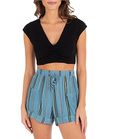 Hurley Jaime Cinched Front Short Sleeve Cropped Top