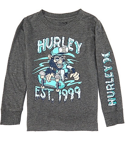 Hurley Little Boys 2T-7 Long Sleeve Chimp Shredder Graphic Tee