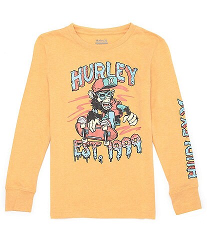 Hurley Little Boys 2T-7 Long Sleeve Chimp Shredder Graphic T-Shirt