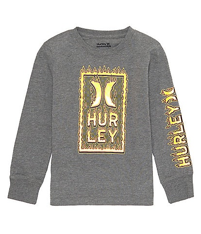 Hurley Little Boys 2T-7 Long-Sleeve Flame Stack T-Shirt