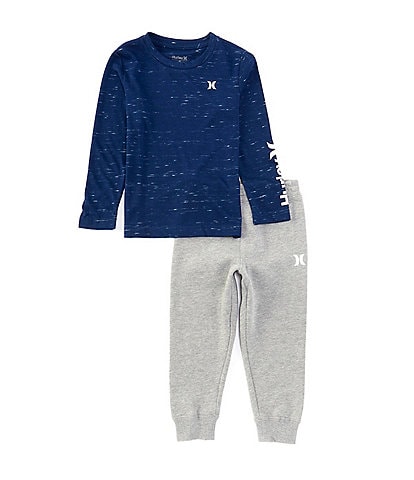 Hurley Little Boys 2T-7 Long Sleeve Hurley Cloud Slub T-Shirt And Jogger 2-Piece Set