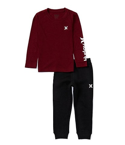 Hurley Little Boys 2T-7 Long Sleeve Hurley Cloud Slub T-Shirt And Jogger 2-Piece Set