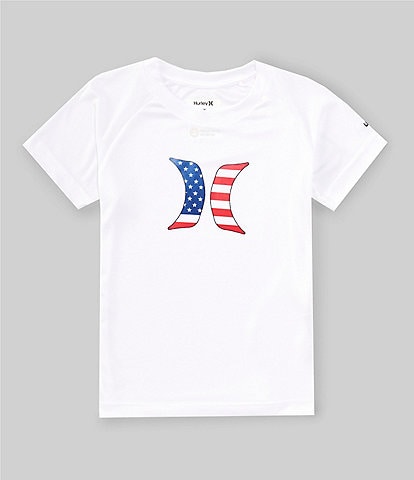 Hurley Little Boys 2T-7 Short Sleeve Icon American Flag Fill UPF T-Shirt