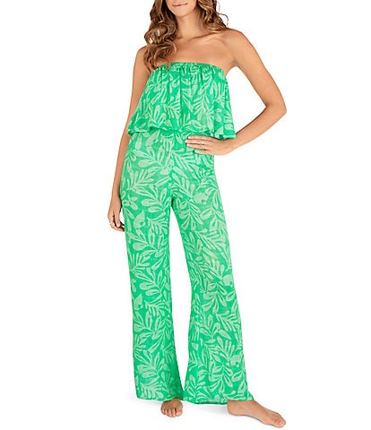 Hurley Marina Beach Printed Strapless Cropped Swim Cover-Up Tank & Wide Leg Pull-On Swim Cover-Up Pants