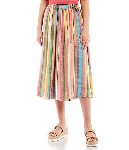 Hurley Multi-Stripe Midi Wrap Skirt