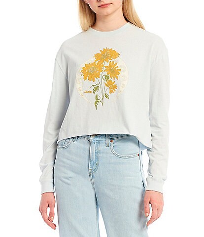 Hurley Paige Washed Cropped Long Sleeve Graphic Tee