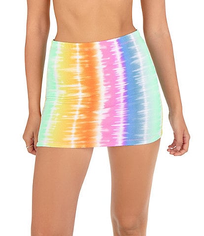 Hurley Rainbow Ombre Tie-Dye Print Fitted Mini Skirt Cover-Up