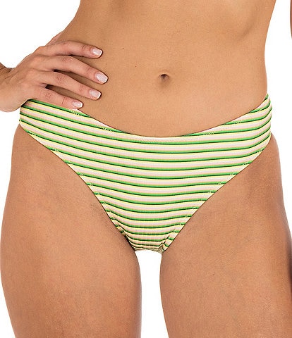 Hurley Samba Stripe Mid Rise Cheeky Swim Bottom