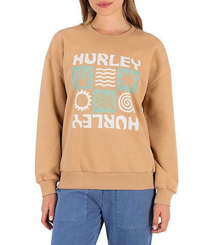 Hurley Segment Long Sleeve Oversized Fleece Sweatshirt