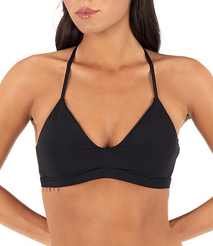 Hurley Solids Adjustable Tie Back Triangle Swim Top & Solid Moderate Bikini Swim Bottom