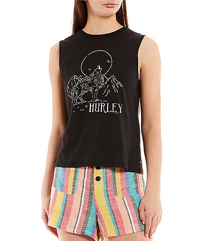Hurley Yote Two Wolf Moon Graphic Muscle Tank Top