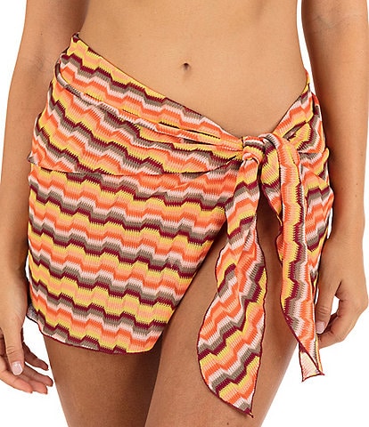 Hurley Zumba Stripe Print Mini Wrap Sarong Swim Cover-Up