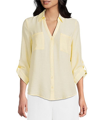 I.N San Francisco Spread Collar Pocketed Button Front Shirt