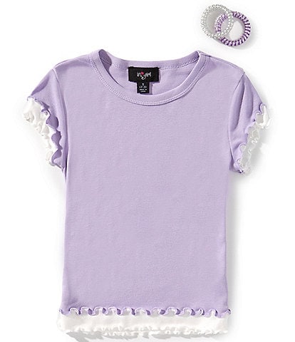 I.N. Girl Big Girls 7-16 Flutter-Sleeves Contrast-Ruffle Layered-Look T-Shirt