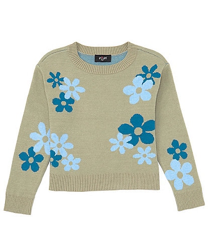 I.N. Girl Big Girls 7-16 Lantern Sleeve Flower-Pattern Sweater