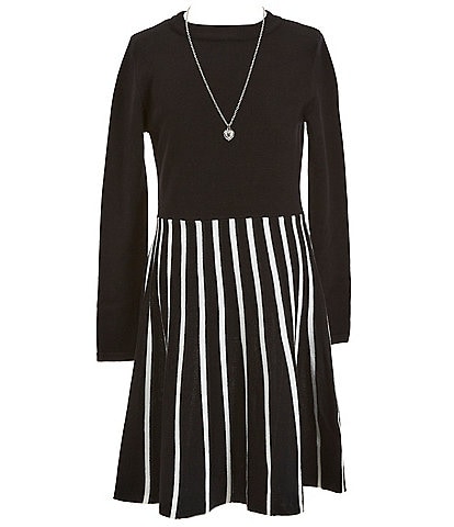 I.N. Girl Big Girls 7-16 Long Sleeve Solid/Stripe Sweater Dress