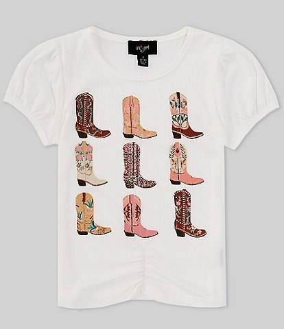 I.N. Girl Big Girls 7-16 Short Sleeve Cowgirl Boot Shirred T-Shirt