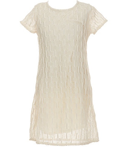 I.N. Girl Big Girls 7-16 Short Sleeve Crochet Knit Dress