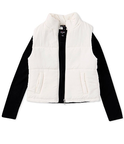 I.N. Girl Big Girls 7-16 Sleeveless Puffer Vest & Solid Long-Sleeve Solid Rib-Knit Top