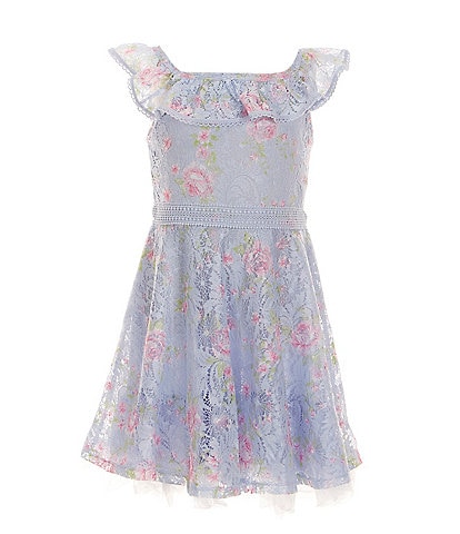 I.N. Girl Little Girls 4-6X Girl Sleeveless Floral Lace-Trimmed Fit-And-Flare Dress