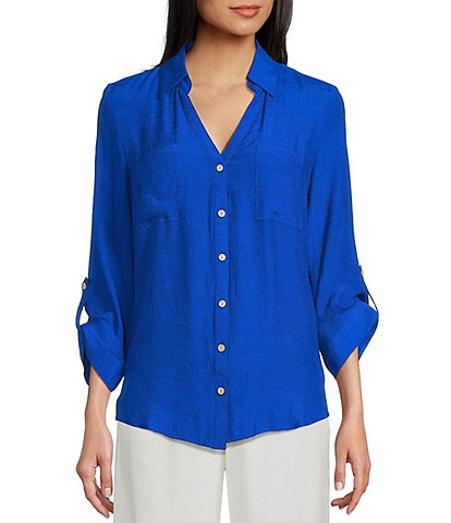 I.N. San Francisco 3/4 Sleeve Patch-Pocket Woven Shirt