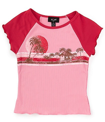 I.N. San Francisco Big Girls 7-16 Raglan Sleeve Color Block/Screenprint T-Shirt
