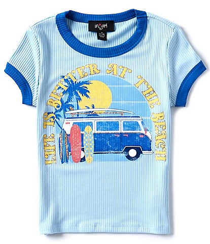 I.N. San Francisco Big Girls 7-16 Short Sleeve Van Screenprinted Graphic T-Shirt