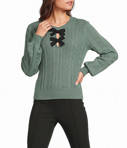 I.N. San Francisco Bow Front Balloon Sleeve Sweater
