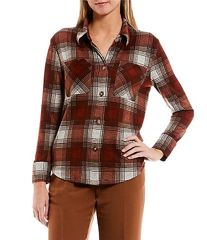 I.N. San Francisco Brushed Plaid Button Front Flannel Shirt