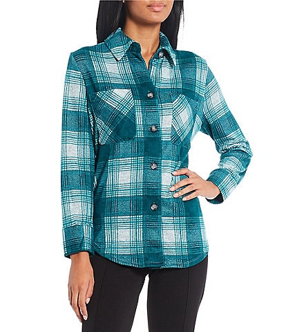 I.N. San Francisco Brushed Plaid Button Front Flannel Shirt